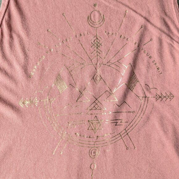 Spiritual Gangster Rose Pink Gold Metallic Graphic Muscle Tank small - Picture 2 of 5